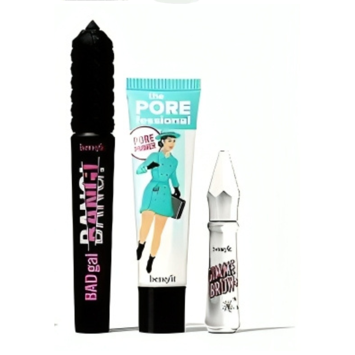 Benefit Top Trip Set – Brow Gel (Shade 3), Mascara, Primer & Makeup Pouch