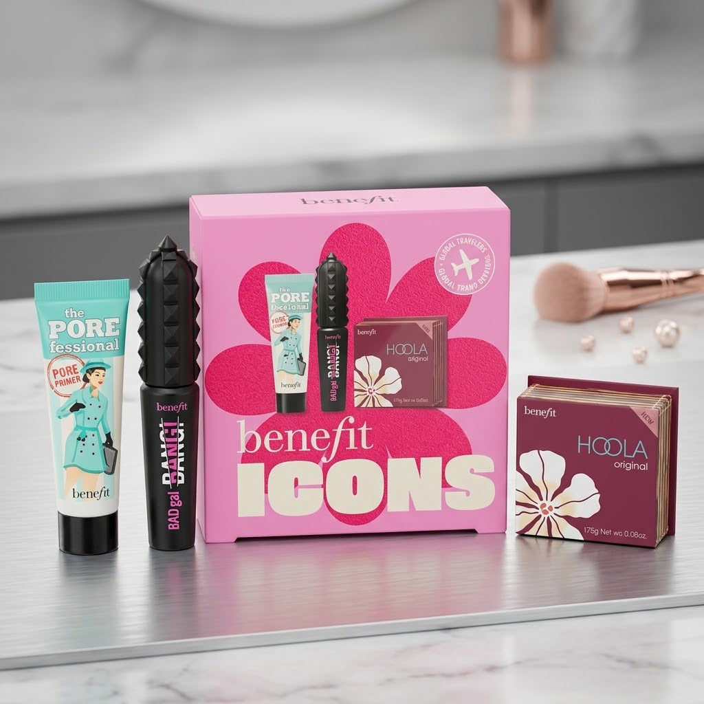 Benefit Icons 3-Piece Gift Set: Primer, Pitch Black Mascara & Bronzer